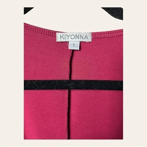 0457W. KIYONNA WRAP MIDI DRESS MAROON IN COLOR SIZE 1 (1X) RUFFLES 3/4 SLEEVES - Picture 5 of 9